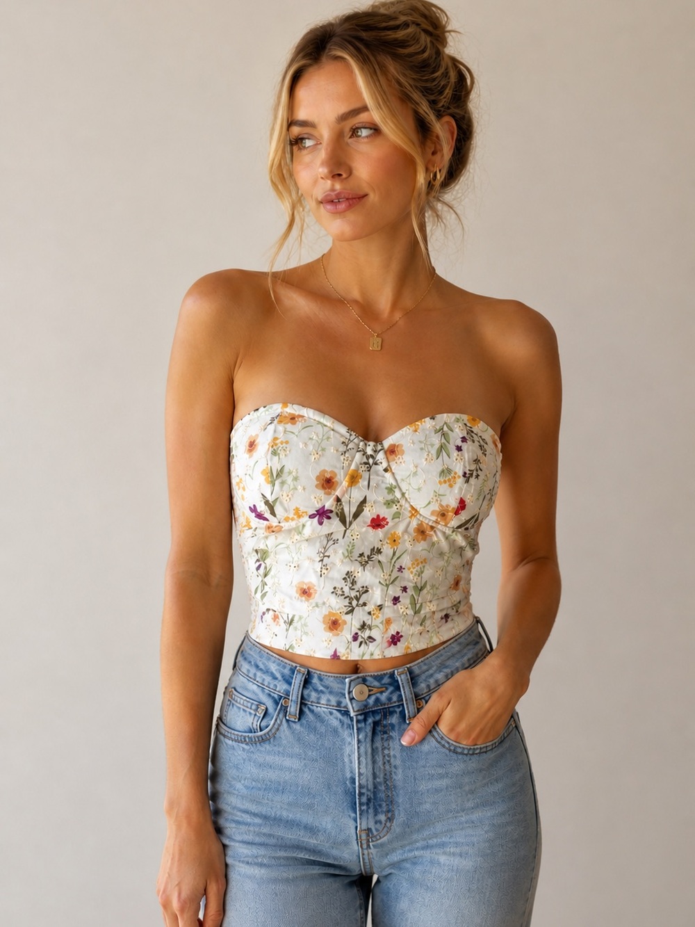 Shein cottage core bohemian bustier bralette crop top small